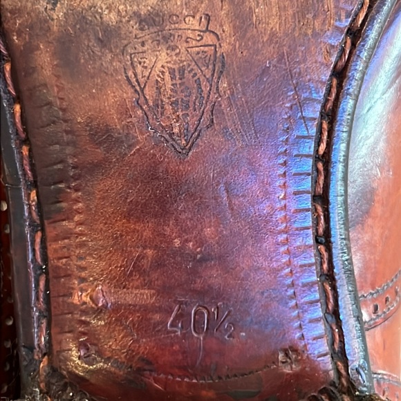 Vintage Men’s Gucci Light Brown Leather Oxford Shoe - Logo on Toe - Picture 6 of 12